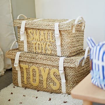 Childhome - Coffre À Jouets En Rotin 2 Pièces Jaune