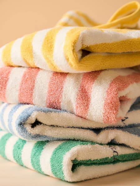 Vertbaudet - Poncho de bain bébé à rayures personnalisable rayé jaune