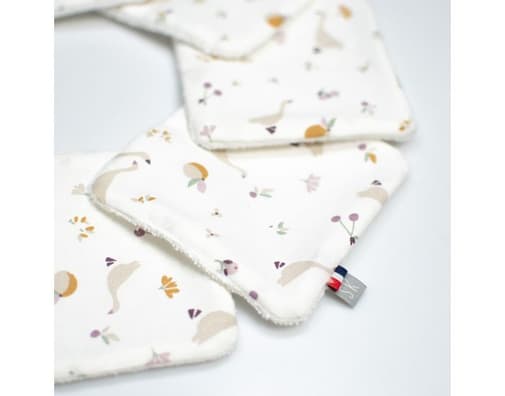 Sevira Kids - Lingettes Bébé Lavables En Coton 8 Pièces Stella Sidonia, Beige, Écru, Blanc