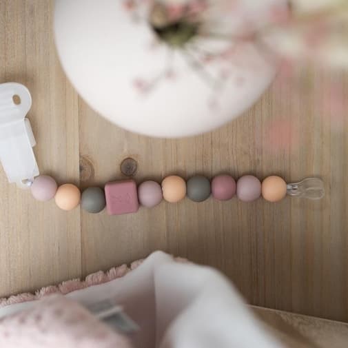 Nattou - Attache tétine silicone pêche