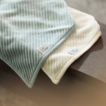 Jollein - Lot de 2 Bavoirs Bandana Velvet Rib - Sea Green & Ivory