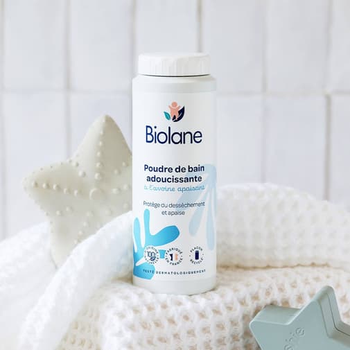 Biolane - Poudre de bain adoucissante à l'avoine apaisant 75 g - Blanc