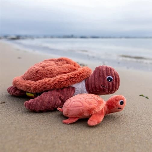 Les Déglingos - Peluche maman bébé tortue terracotta