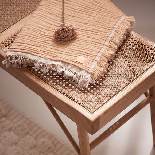 Jollein - Couverture en coton Fringe Moonstone-Ivory (75 x 100 cm)