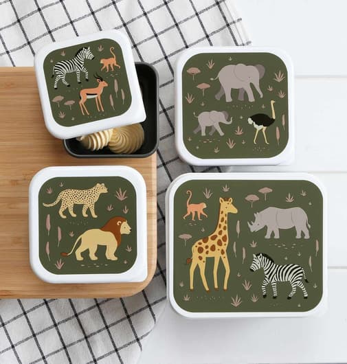 A Little Lovely Company - Lot de 4 boîtes à goûter Savane