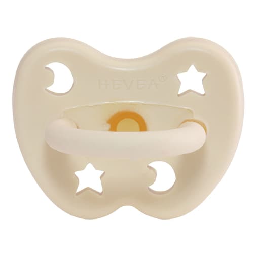 HEVEA - Tétine Physiologique Lunes et Etoiles Milky White- 0/3 Mois