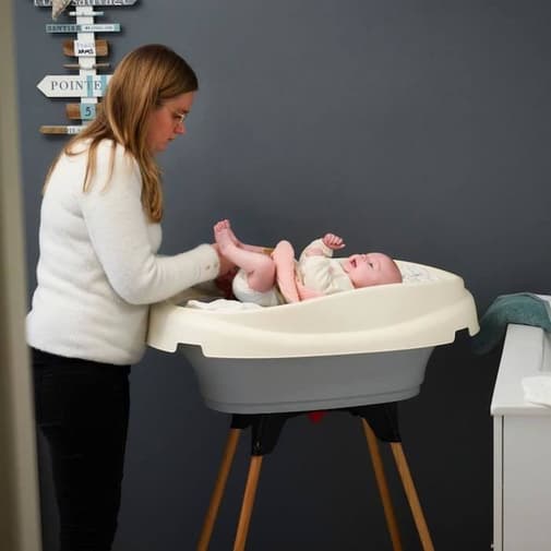 Thermobaby - Pack Plan À Langer Et Baignoire Vasco Blanc Muguet