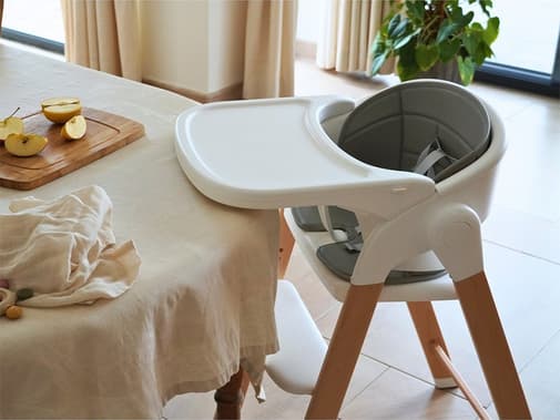 Bo Jungle - Chaise haute Grow With Me évolutive pliable Bois/Blanc - Blanc