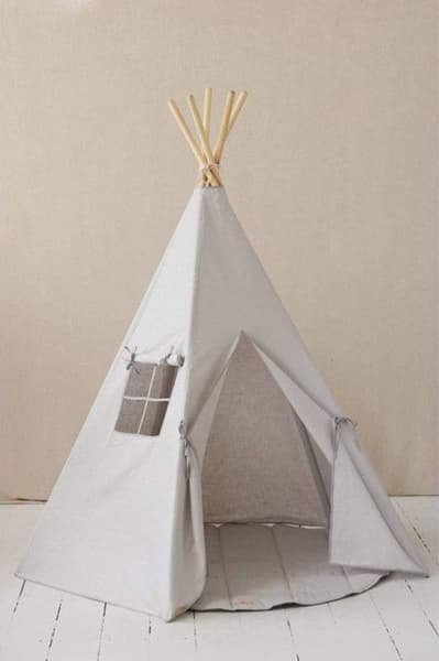 Moi Mili - Tente tipi avec tapis gris pigeon
