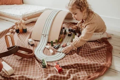 Play & Go - Sac rangement tapis organic grid brun