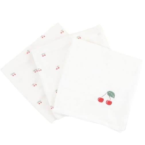 Little Crevette - Lot De 3 Langes Gaze De Coton Bio Cerises