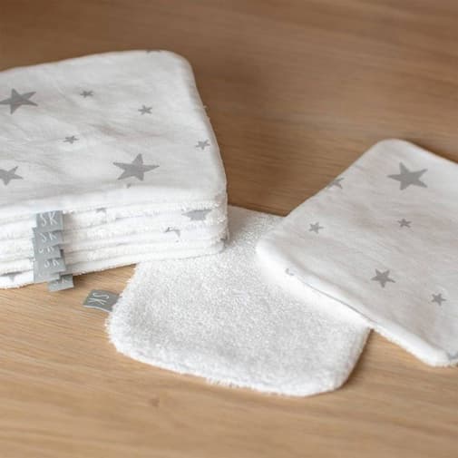 Sevira Kids - Lingettes bébé lavables coton 8 stella