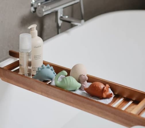 Mushie - Lot De 4 Jouets De Bain Dino Vert, Rose, Bleu