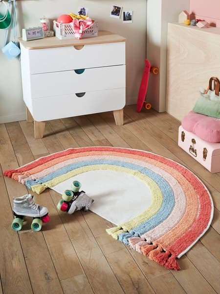 Vertbaudet - Tapis Arc-en-ciel rose multicolore
