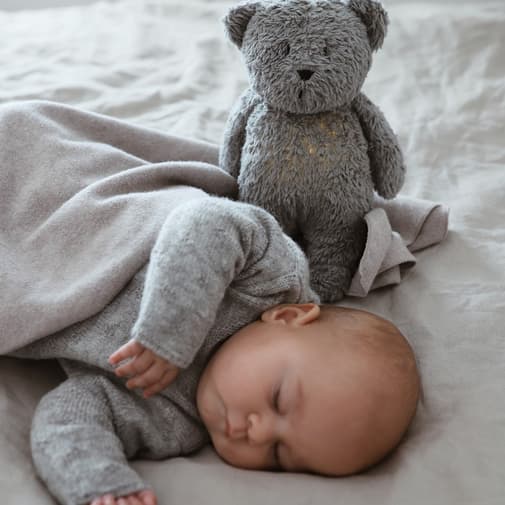 Moonie - Peluche veilleuse Ours gris minéral