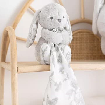 Tartine et Chocolat - Doudou Augustin le Lapin - Toile de Jouy Gris Clair