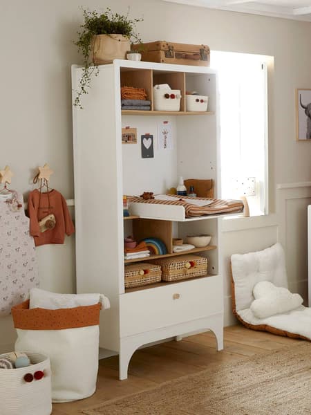 Vertbaudet - Etagère à langer 2 en 1 LIGNE NOUGATINE blanc - bois