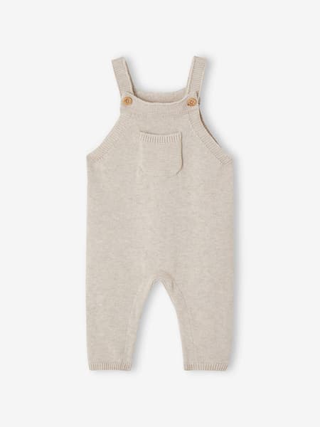 Vertbaudet - Salopette en tricot bébé beige chiné