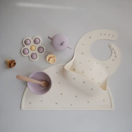 Mushie - Coffret repas Round Soft Lilac (4 pièces)
