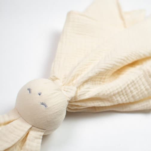 Sevira kids - Doudou lapin en gaze de coton écru 50 x