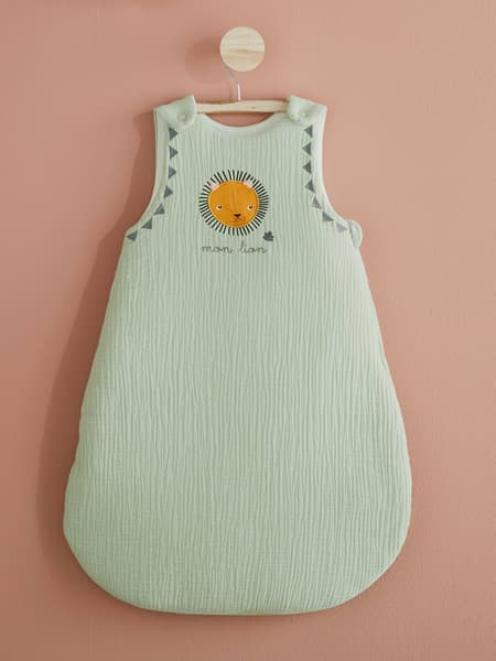 Vertbaudet - Gigoteuse en gaze de coton MON PETIT LION vert