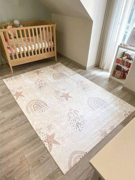 Nazar - Tapis enfant ciel étoilé crème 80x150