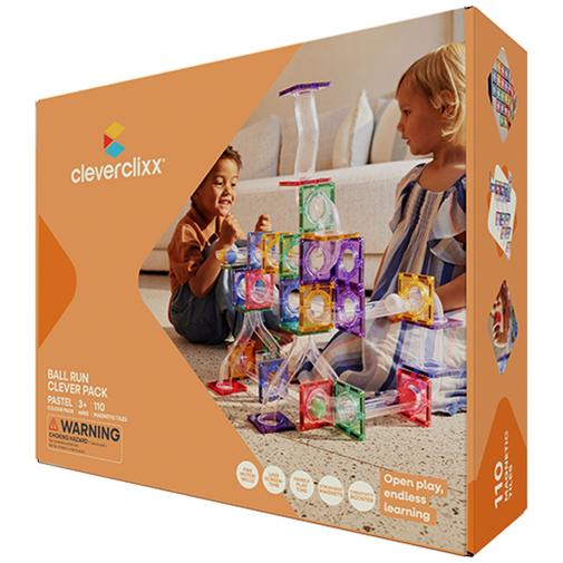 Cleverclixx - Circuit de billes magnétique Clever Pastel (110 pièces)