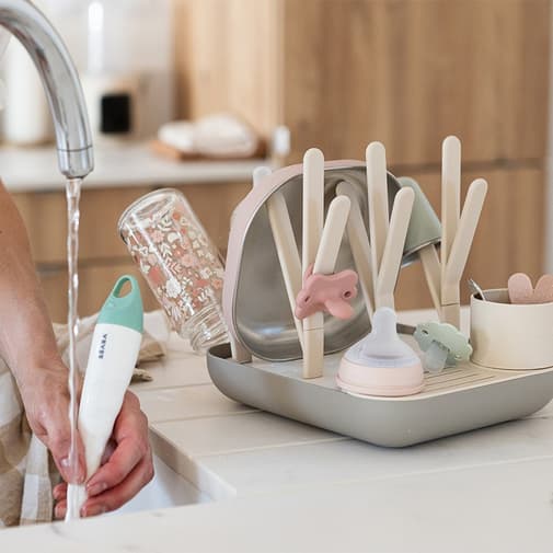 Beaba - Égouttoir à biberons modulable Forêt terre d'argile - Beige