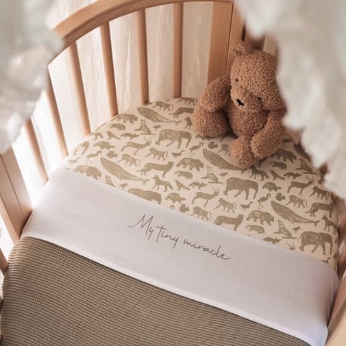 Jollein - Drap housse en jersey Animals Olive Green (40 x 80 cm)
