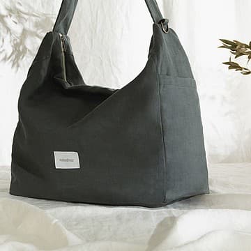 Nobodinoz - Sac à Langer Lin Français - Green Blue