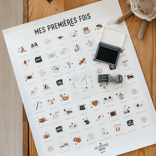 Les Petites Dates - Affiche Mes Premières Fois à tamponner - Idée liste et cadeau de naissance - Les Petites Dates