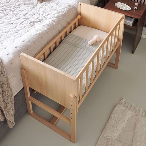 Petite Amélie - Petite Amélie | Lit cododo 2 en 1 Nuage | Bois massif | Naturel | 45x90 cm | Hauteur réglable | Berceau indépendant conforme norme DIN EN 1130