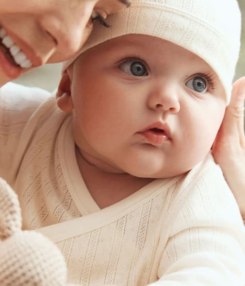 Petit Bateau - Ensemble long 3 pièces bébé en coton ajouré et son bonnet