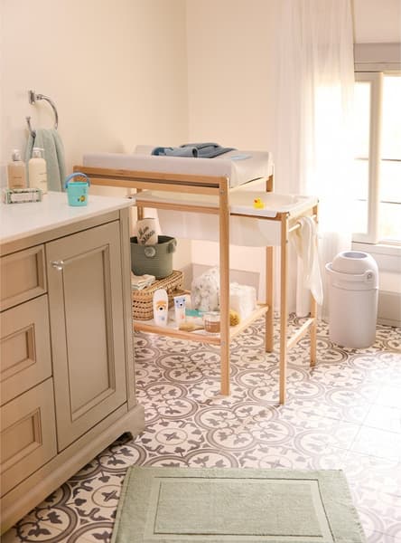 Prémaman - Table à langer coulissante 2 en 1 Tiny avec baignoire intégrée - Beige