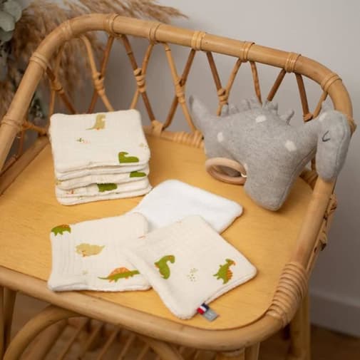 Sevira Kids - Lingettes bébé lavables 8 pièces dino