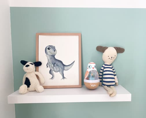 Les Aquarelles de Marlène - Affiche T-Rex aquarelle pour chambre bébé Rex– décoration dinosaure enfant