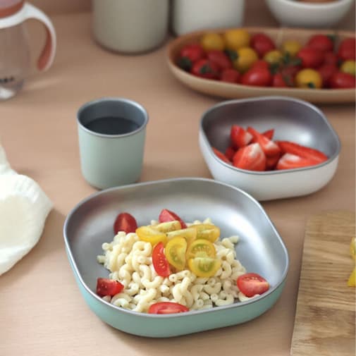 Beaba - Coffret repas en inox 3 pièces sage green - Vert