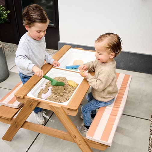 Petite Amélie - Petite Amélie | Table de pique-nique enfant Provence | Bois avec bacs à sable et eau | Mobilier de jardin extérieur pour enfants