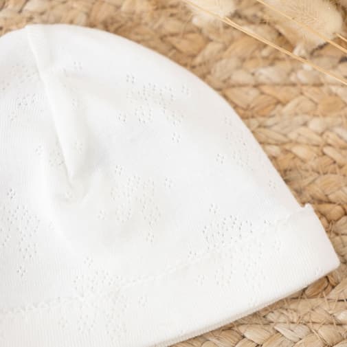 Tartine et Chocolat - Bonnet de naissance en coton bio écru (1-3 mois)