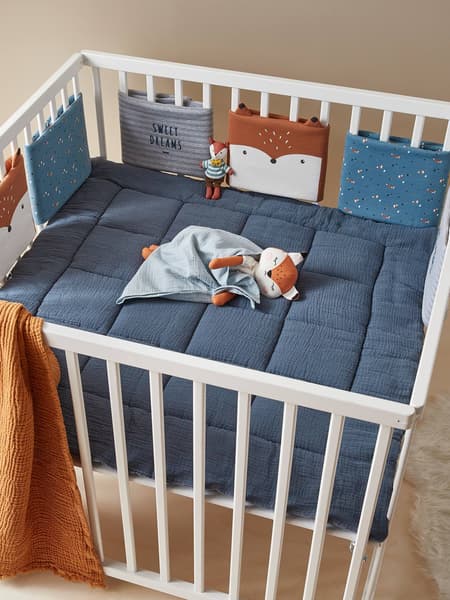 Vertbaudet - Tour de lit pare-chocs BABY FOX bleu / multicolore