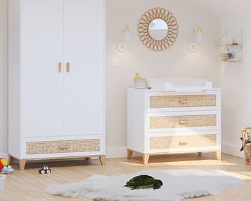 Théo - Armoire 2 Portes en Rotin Nami - Neige