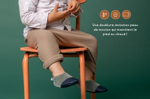 Les Pas Petits - Les Petits Velours Gris vert 21-23