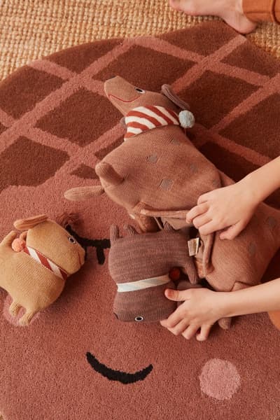 OYOY Living Design - Peluche avec chiots en coton et en polyester H36x35x16cm / H17x14x6cm