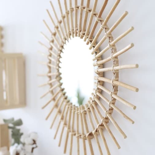 MueMue - Petit miroir en rotin marron 30x11cm