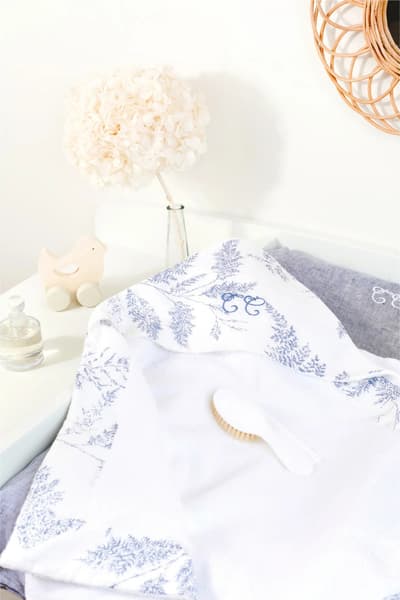 Tartine et Chocolat - Cape de bain en coton et lin Feuillage (70 x 70 cm)