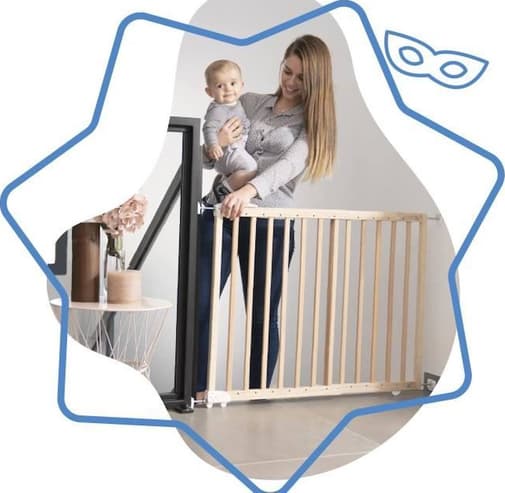 Badabulle - Barrière De Sécurité Enfant Extensible Deco Pop Marron