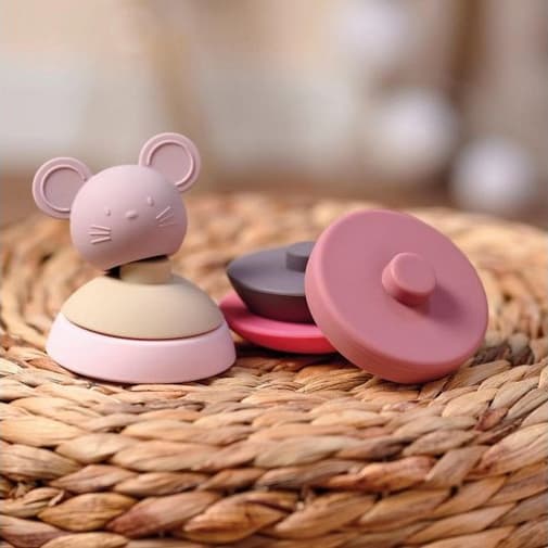 Nattou - Culbuto Empilable Souris Rose Rose