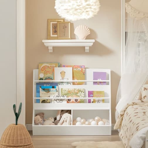 SoBuy - Étagère pour enfant à 2 hauteurs 2 compartiments effect bois blanc