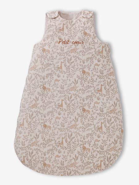 Vertbaudet - Gigoteuse en gaze de coton personnalisable BABYLON beige imprimé