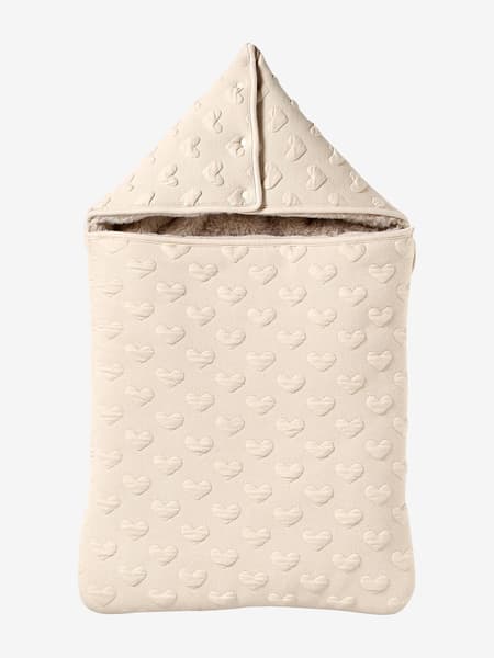 Vertbaudet - Nid d'ange motif coeur en jacquard beige